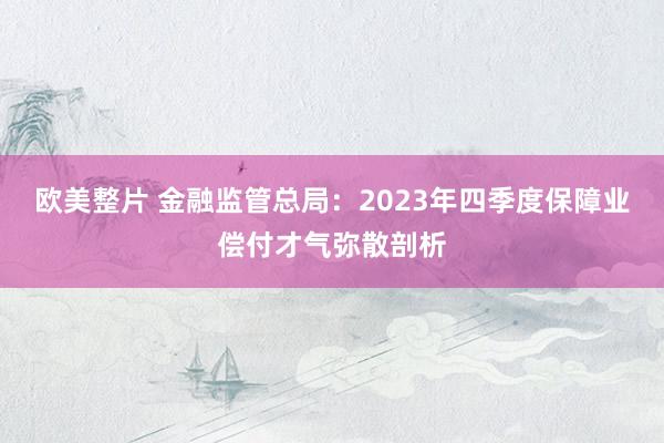 欧美整片 金融监管总局：2023年四季度保障业偿付才气弥散剖析