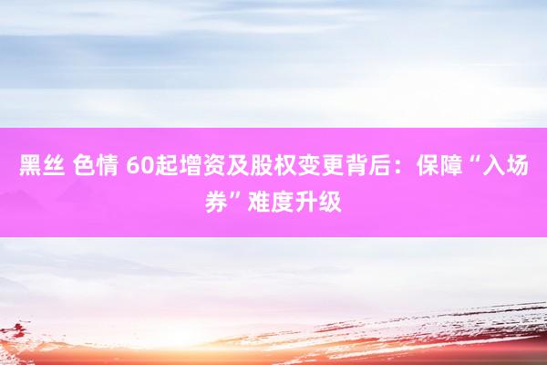 黑丝 色情 60起增资及股权变更背后：保障“入场券”难度升级