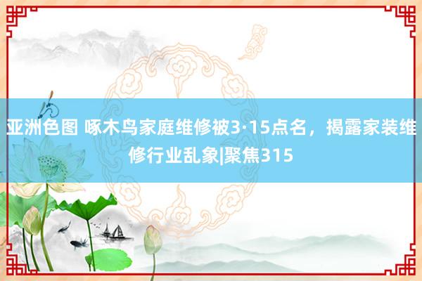 亚洲色图 啄木鸟家庭维修被3·15点名，揭露家装维修行业乱象|聚焦315